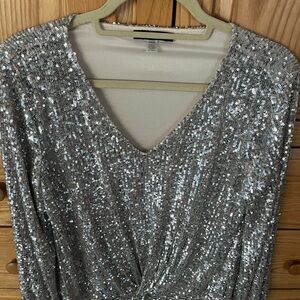 Cable & Gauge Silver Sequin Dressy Top Large